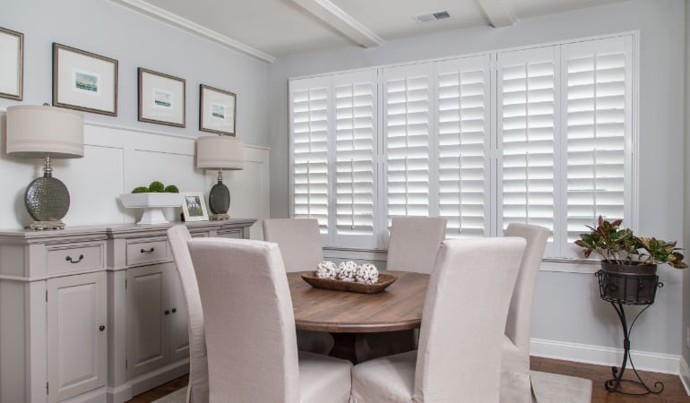  Plantation shutters in a Las Vegas dining room.